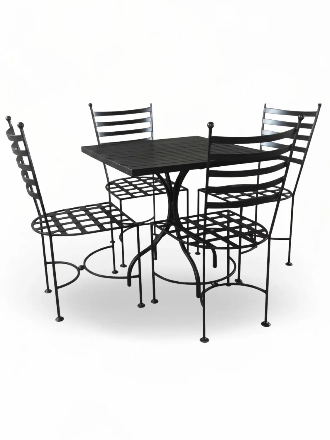 Wrought Iron Lily Dining Set Flat Bar 4Seater
