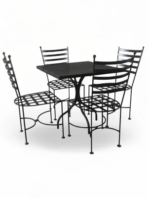 Wrought Iron Lily Dining Set Flat Bar 4Seater