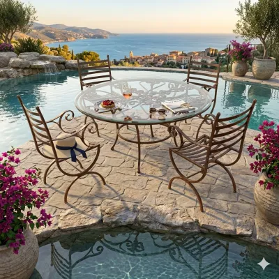 Wrought Iron Trellis Table "Excluding Glass"