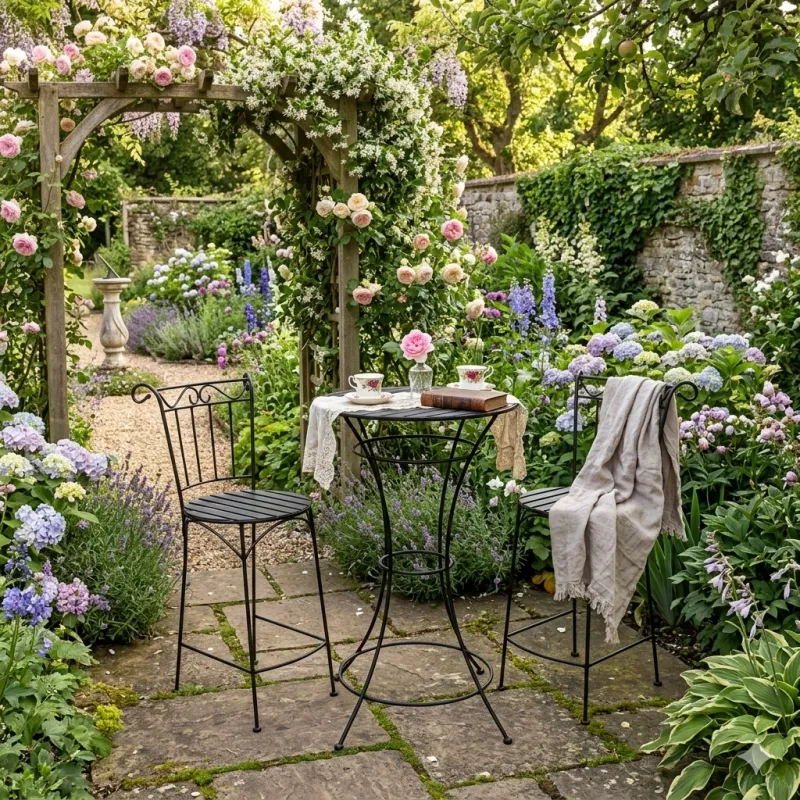Wrought Iron Dahlia Bistro Set