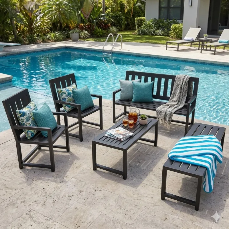 Wrought Iron Earth Patio Set