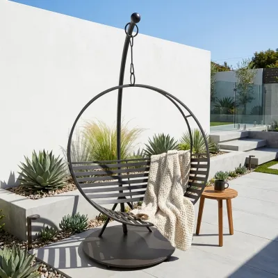Wrought Iron Circle Swing Single Seater