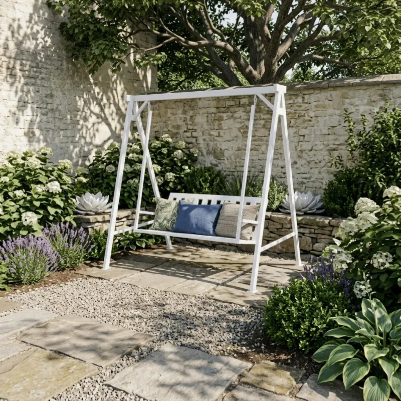 Wrought Iron Swing Bench Earth