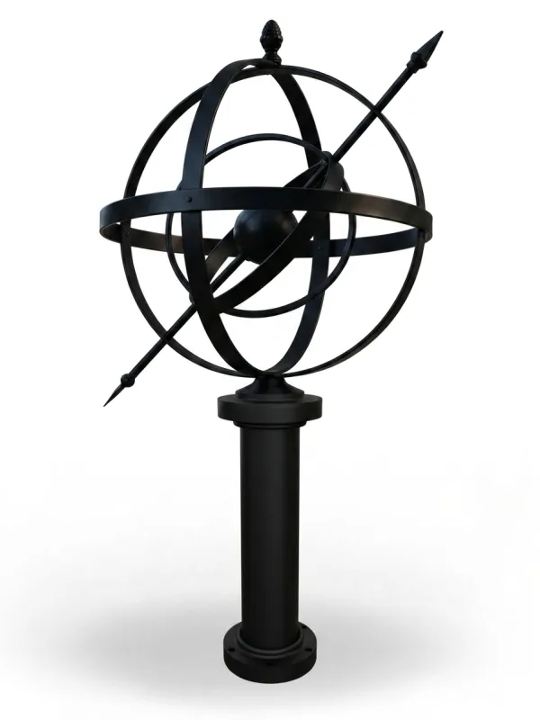 Wrought Iron Armillary Sphere Pillar "Sphere Not Included"