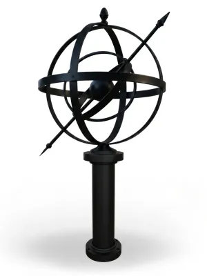 Wrought Iron Armillary Sphere Pillar "Sphere Not Included"