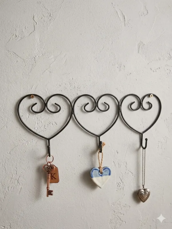Wrought Iron Triple Heart Hook