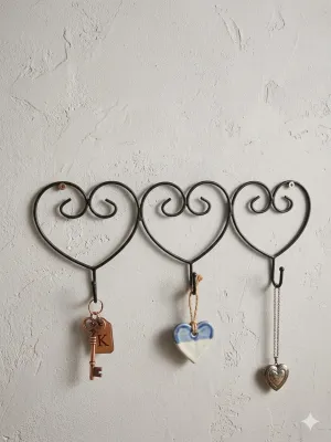 Wrought Iron Triple Heart Hook