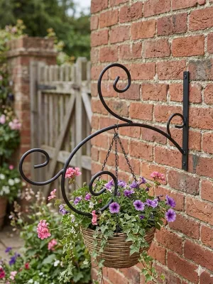 Wrought Iron Rose Wall Bracket