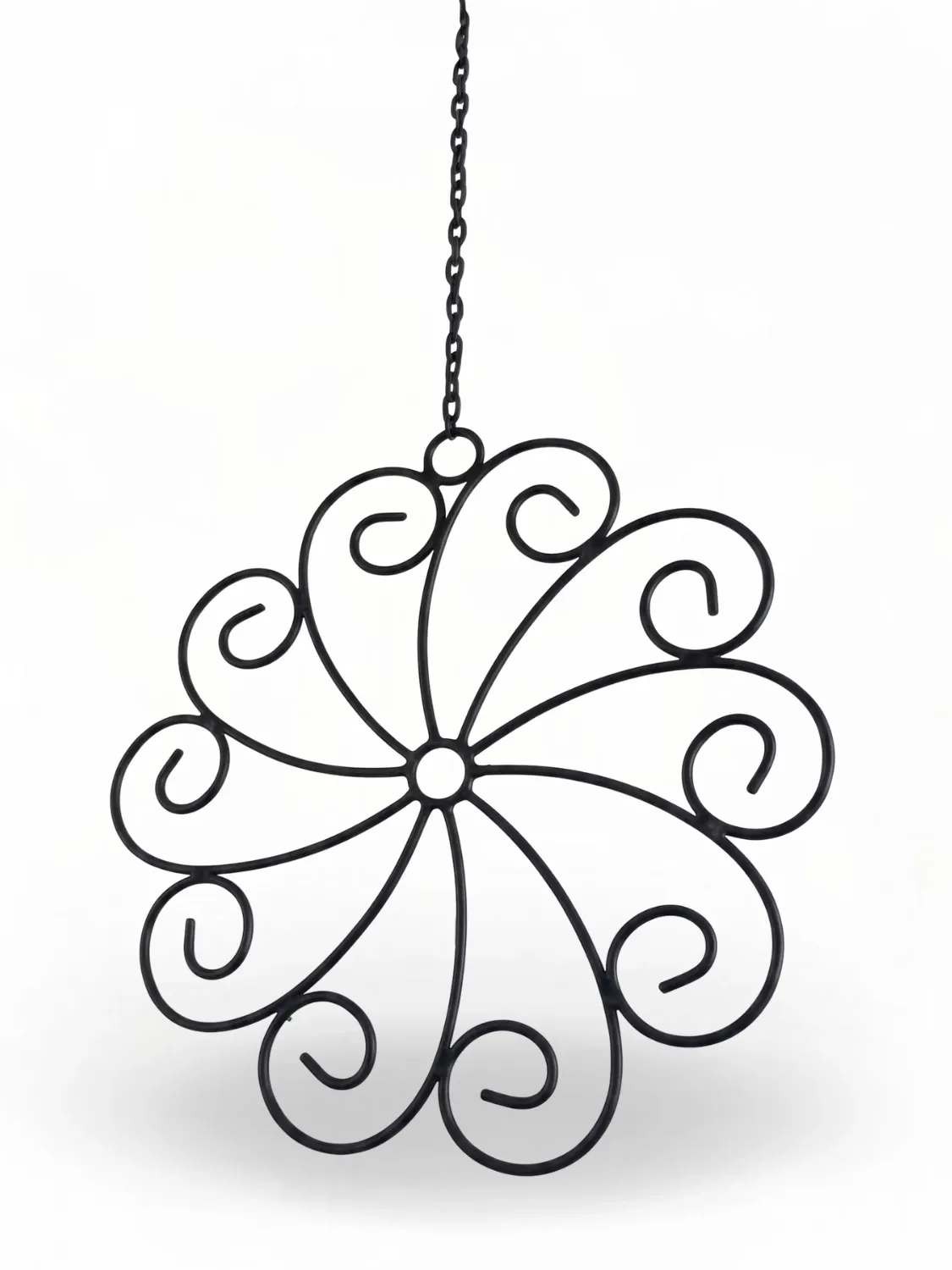 Wrought Iron Wall Flower On Chain