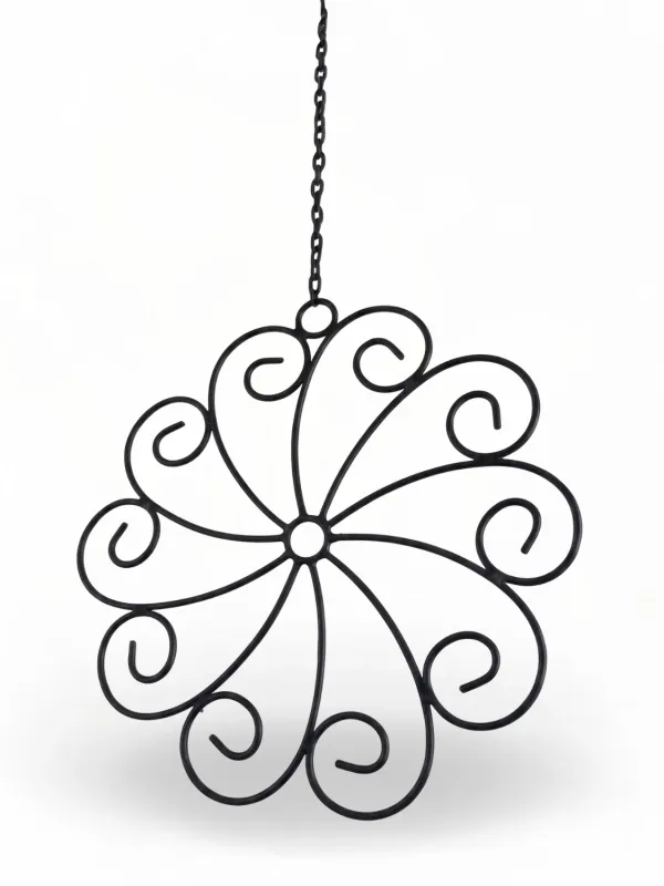 Wrought Iron Wall Flower On Chain