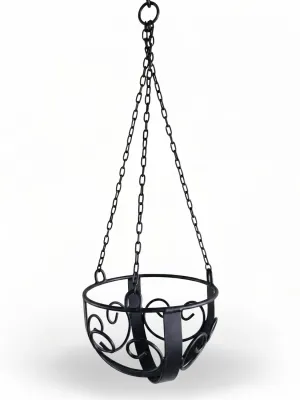 Wrought Iron Curly Hanging Basket Medium