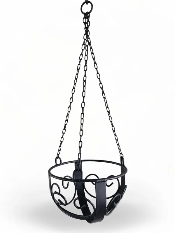 Wrought Iron Curly Hanging Basket Medium