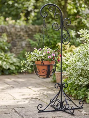 Wrought Iron Curly Hanging Basket Medium