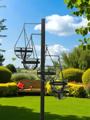 Wrought Iron 5 Basket Flower Stand  "Baskets Not Included"