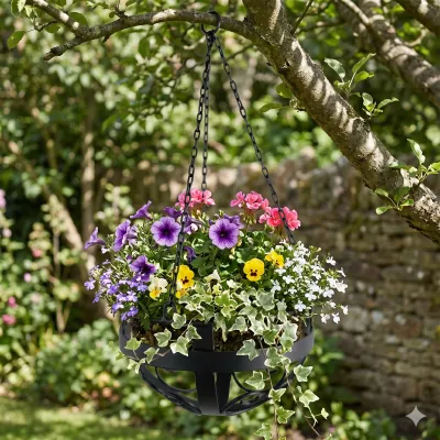 Wrought Iron Curly Hanging Basket Large