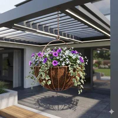Wrought Iron Round Bar Basket 40cm