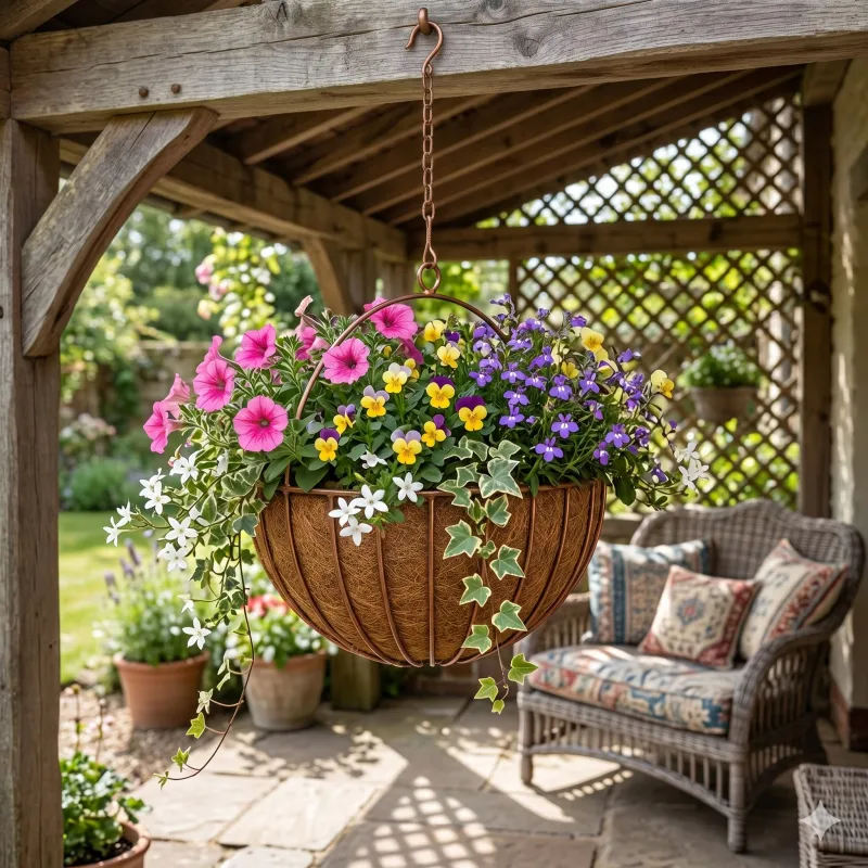 Wrought Iron Round Bar Basket 30cm