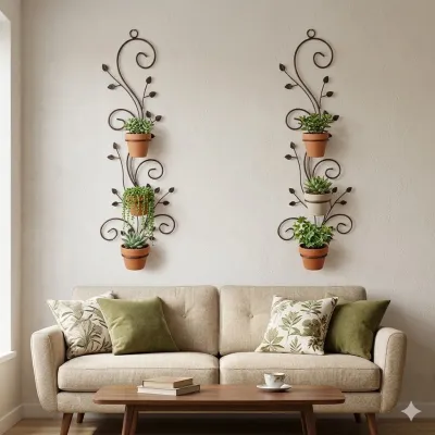 Wrought Iron Waved Potholder With Leaves