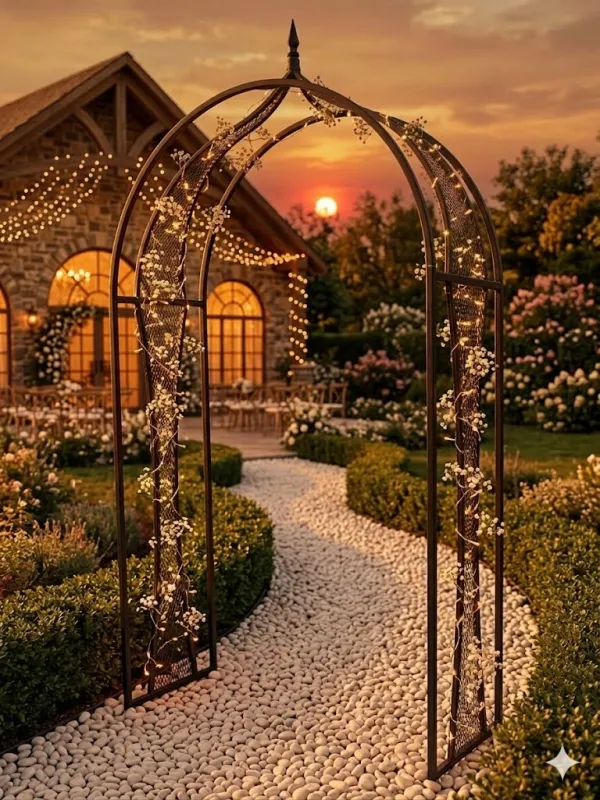 Wrought Iron Arch Maxima With Mesh