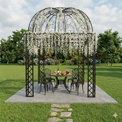Wrought Iron Lorraine Pergola 2.5mx2.5m