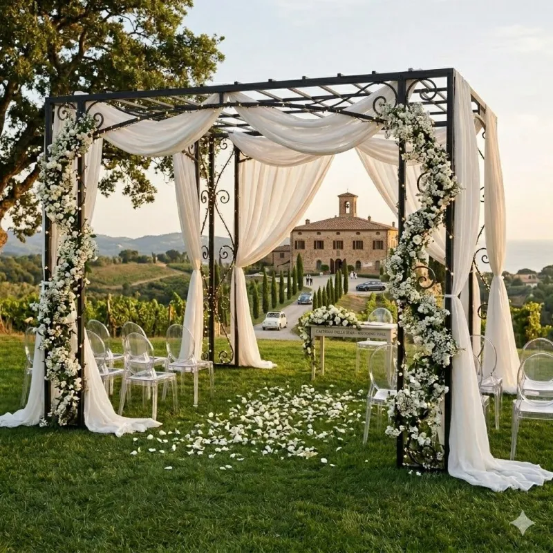 Wrought Iron San Marino Flat Roof Pergola 2.5mx2.5m