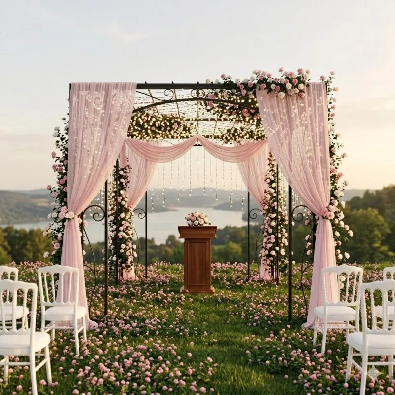 Wrought Iron San Marino Flat Roof Pergola 3mx3m