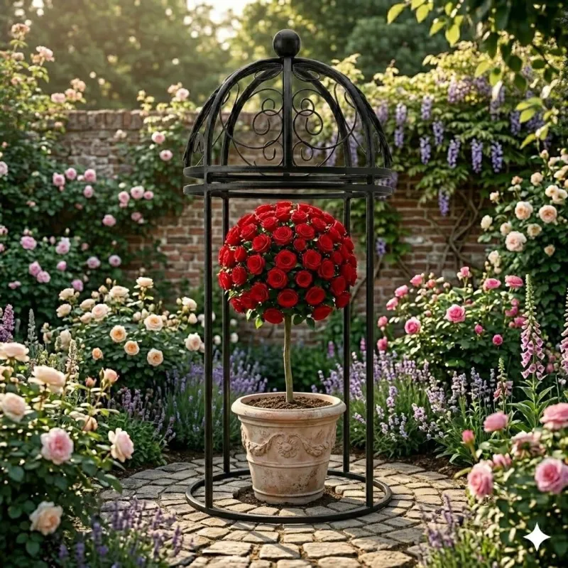 Wrought Iron Rosepilar Pergola