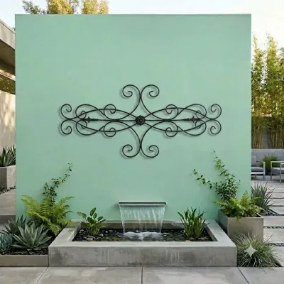 Wrought Iron Fleur De Lis Panel 140cmx67cm