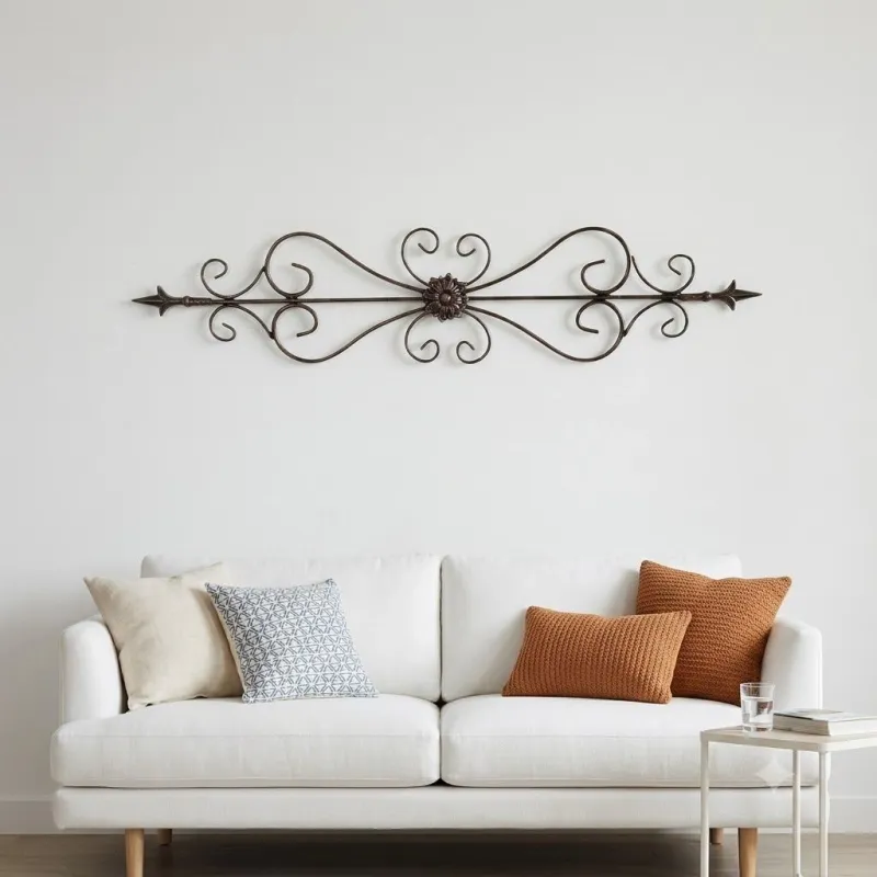 Wrought Iron Fleur De Lis Grand Panel 100cmx20cm