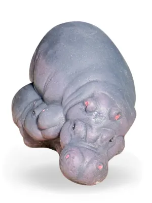 Big Fat Hippo Mom &amp; Baby Painted Lenght:260mm Height:130mm Width:90mm Weight:4.45kg