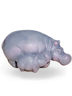 Big Fat Hippo Mom &amp; Baby Painted Lenght:260mm Height:130mm Width:90mm Weight:4.45kg