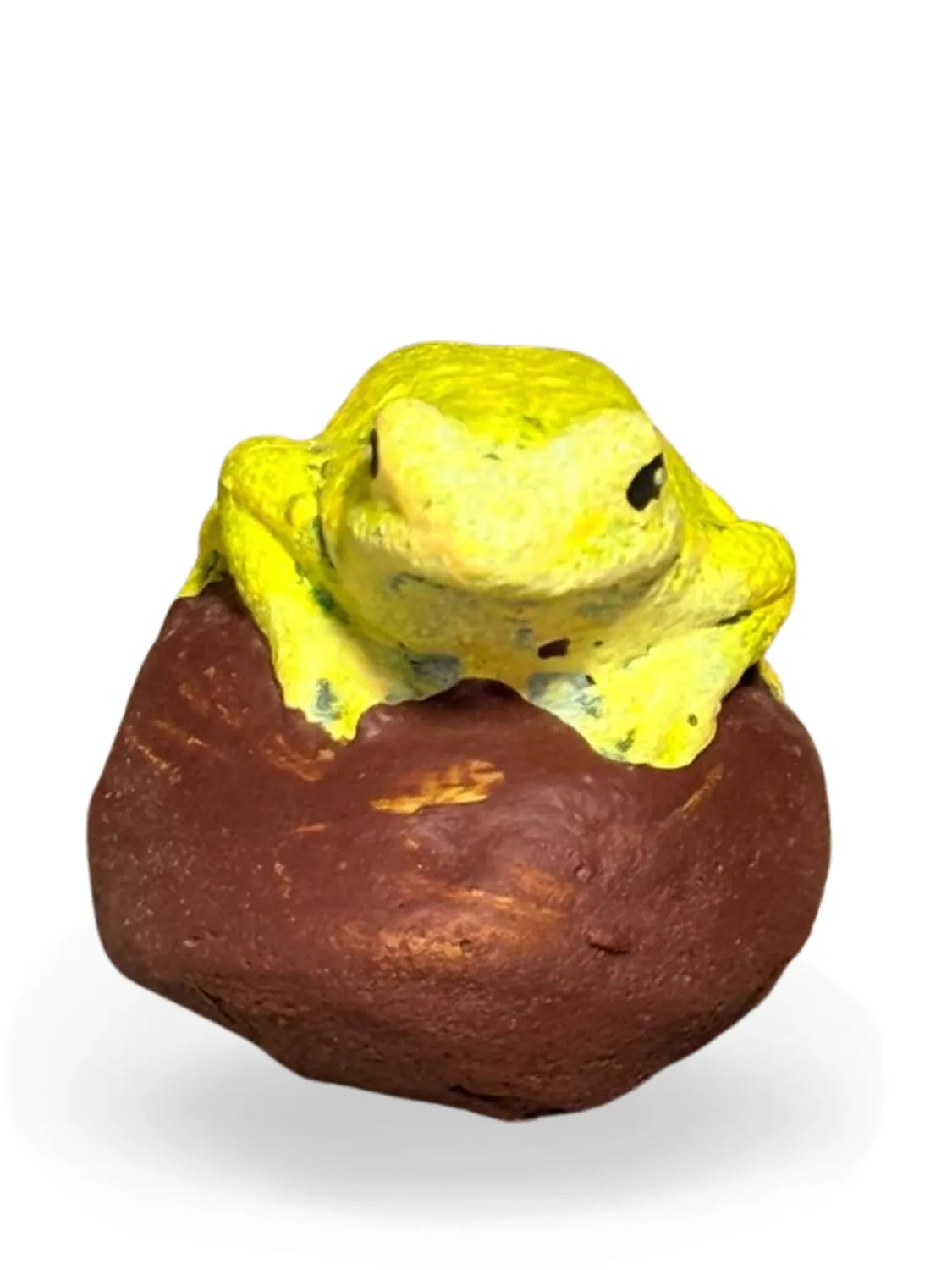 Mini Frog On Stone Painted Lenght:50mm Height:45mm Width:35mm Weight:0.10kg