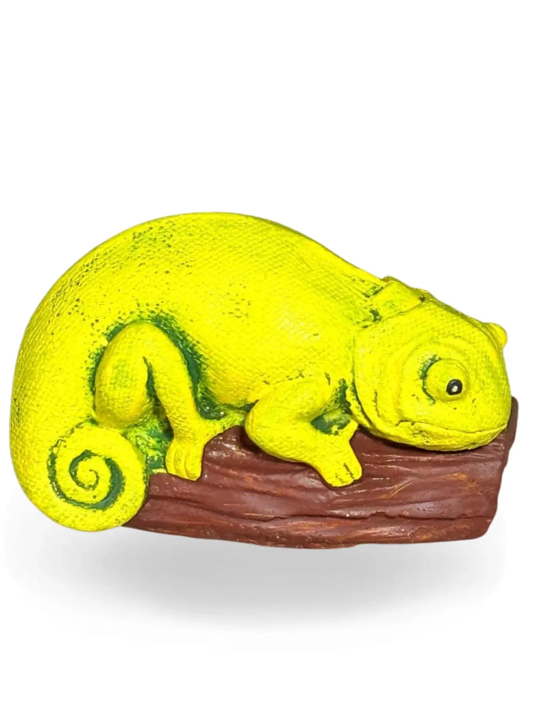 Chameleon On Stump Painted Large Lenght:145mm Width:60mm Height:85mm Weight:1kg