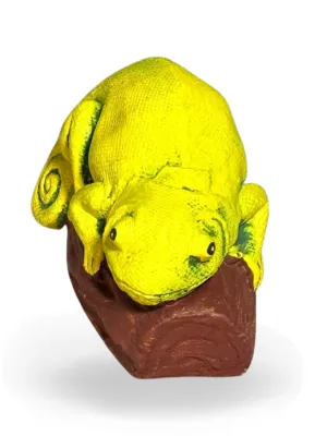 Chameleon On Stump Painted Large Lenght:145mm Width:60mm Height:85mm Weight:1kg