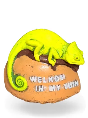 Welkom In My Tuin Chameleon Painted Length:160mm Width:90mm Height:170mm Weight:3.10kg