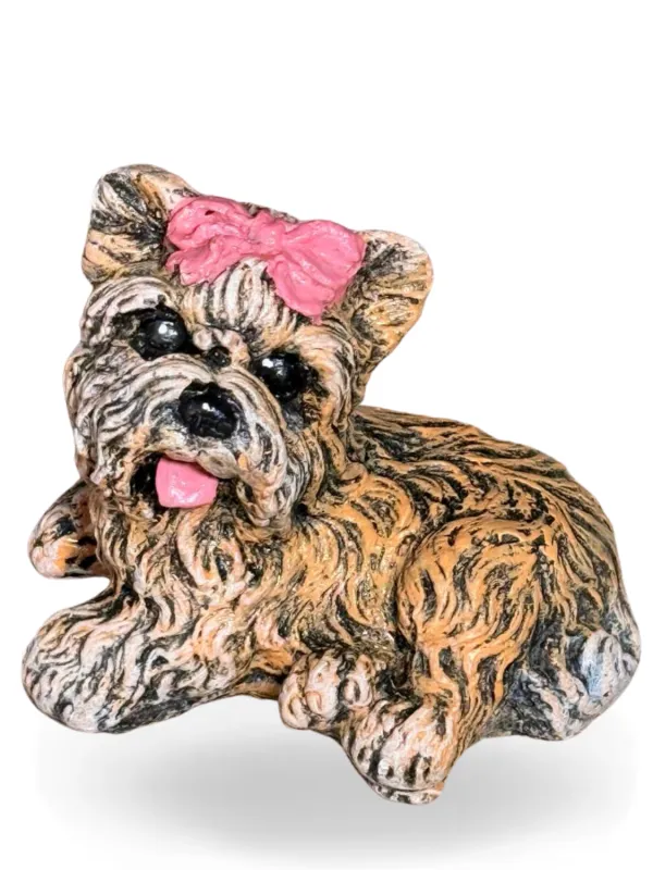 Dog With Pink Bow Painted Lenght:110mm Width:90mm Height:110mm Weight:1.5kg