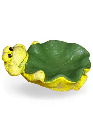 Frog Holding Leaf Painted Lenght:140mm Width:90mm Height:40mm Weight:0.64kg