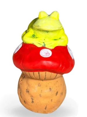 Frog On Top Of Mushroom Painted Lenght:70mm Width:60mm Height:150mm Weight:1.20kg