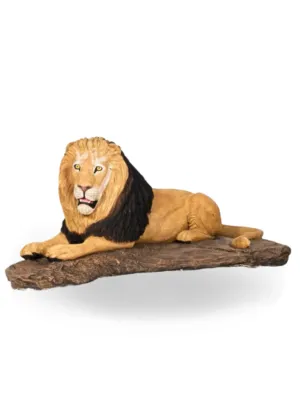 Painted Lion On Rock Lenght:800mm  Width:680mm Height:1840mm