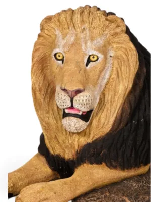 Painted Lion On Rock Lenght:800mm  Width:680mm Height:1840mm