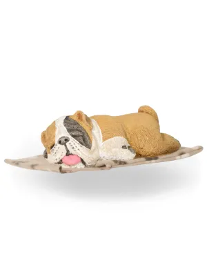Painted Bulldog Puppy With Blanket Lenght:270mm Width:120mm Height:110mm