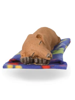Painted Duchund Baby Sleeping Brown With Blanket Lenght:270mm Width:80mm Height:70mm