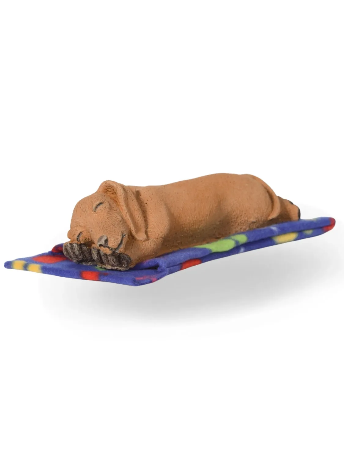 Painted Duchund Baby Sleeping Brown With Blanket Lenght:270mm Width:80mm Height:70mm