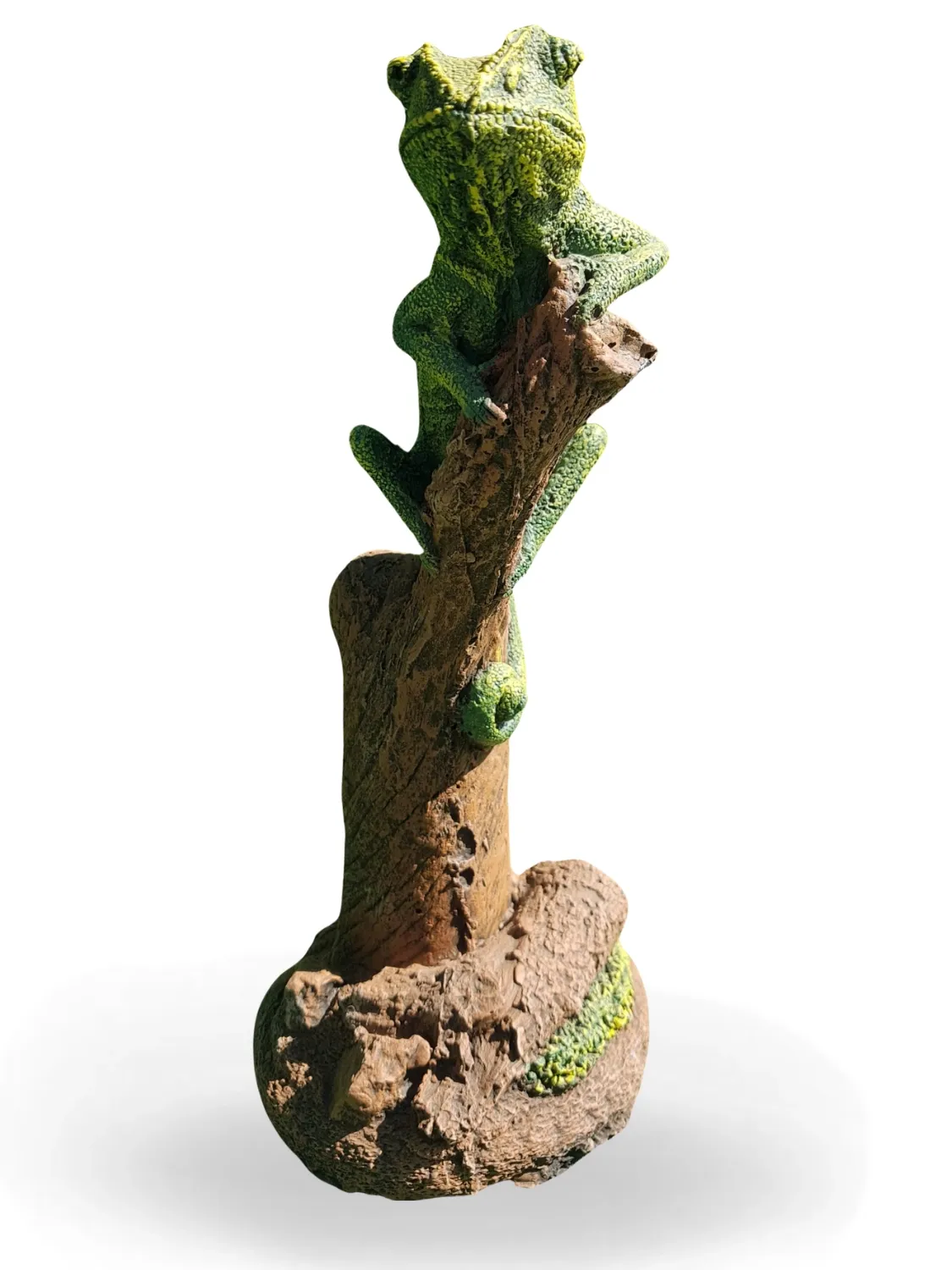 Painted Chameleon on Log Large Lenght:180mm Width:180mm Height:360mm