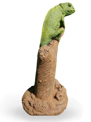 Painted Chameleon on Log Large Lenght:180mm Width:180mm Height:360mm