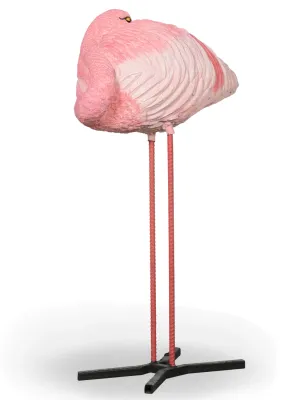 Painted Sleeping Flamingo Length:300mm Width:630mm Height:370mm