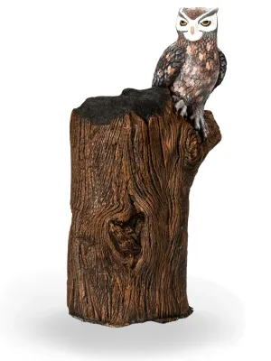 Painted Eagle Owl On Stump Length:440mm Width:340mm Height:900mm
