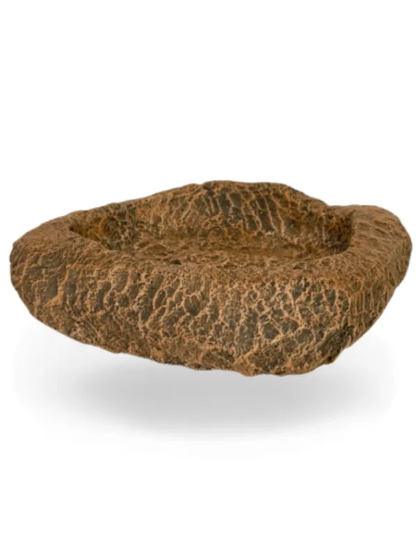 Painted Grinding Stone Bird bath Lenght:500mm Width:540mm Height:140mm