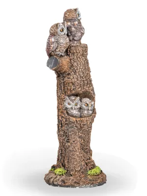 Painted Owl Family Large Lenght:210mm Width:300mm Height:560mm