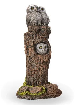 Painted Owl Family Small Length:190mm Width:190mm Height:410mm
